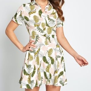 Modcloth Palm Print Shirt Dress
